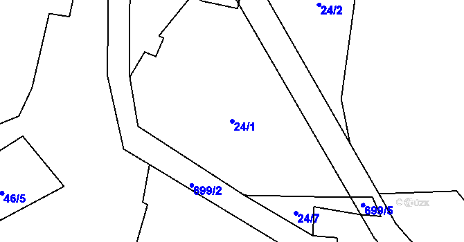 Parcela st. 24/1 v KÚ Hodonice u Malont, Katastrální mapa