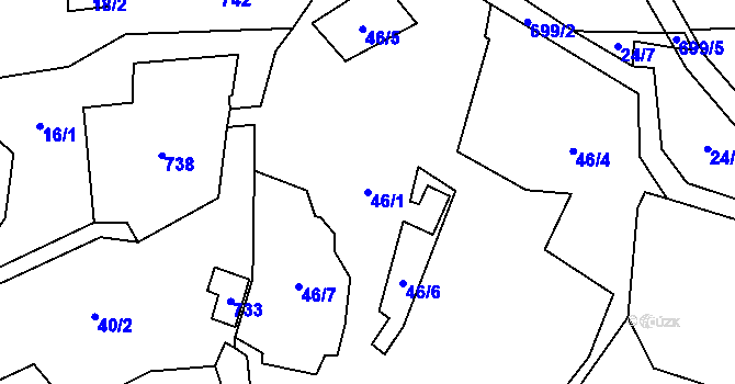 Parcela st. 46/1 v KÚ Hodonice u Malont, Katastrální mapa