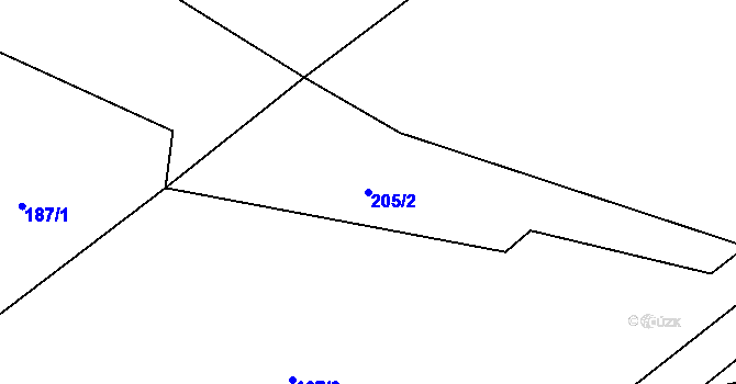 Parcela st. 205/2 v KÚ Hodonice u Malont, Katastrální mapa
