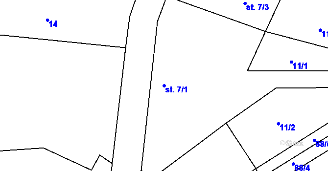 Parcela st. 7/1 v KÚ Lhotky u Malotic, Katastrální mapa