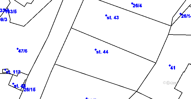 Parcela st. 44 v KÚ Lhotky u Malotic, Katastrální mapa