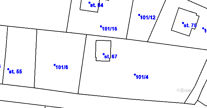 Parcela st. 67 v KÚ Lhotky u Malotic, Katastrální mapa