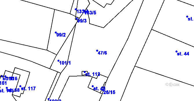 Parcela st. 47/6 v KÚ Lhotky u Malotic, Katastrální mapa