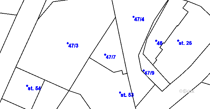 Parcela st. 47/7 v KÚ Lhotky u Malotic, Katastrální mapa
