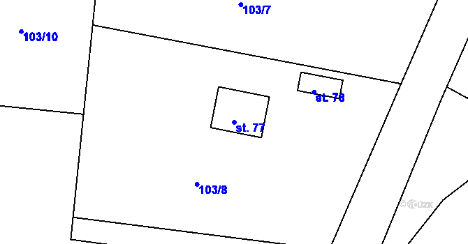 Parcela st. 77 v KÚ Lhotky u Malotic, Katastrální mapa