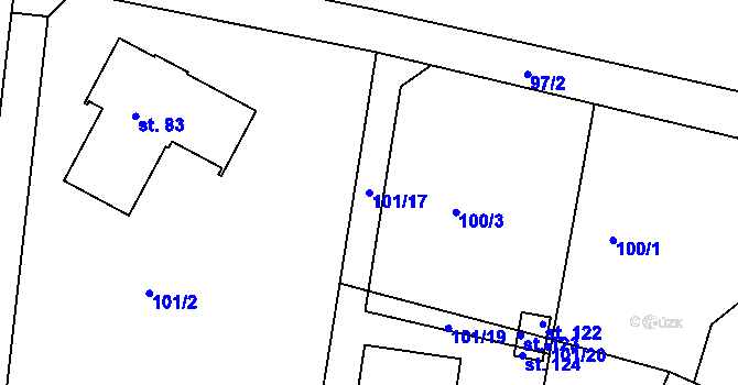 Parcela st. 101/17 v KÚ Lhotky u Malotic, Katastrální mapa