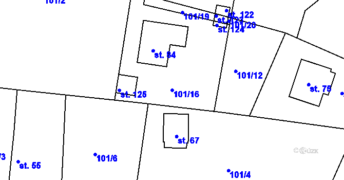 Parcela st. 101/16 v KÚ Lhotky u Malotic, Katastrální mapa