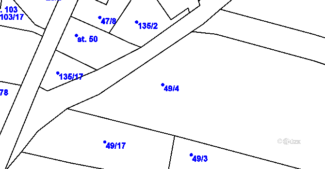 Parcela st. 49/4 v KÚ Lhotky u Malotic, Katastrální mapa