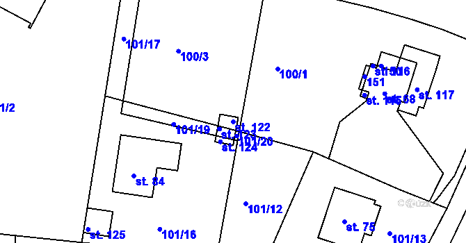 Parcela st. 122 v KÚ Lhotky u Malotic, Katastrální mapa