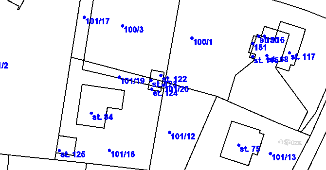 Parcela st. 101/20 v KÚ Lhotky u Malotic, Katastrální mapa