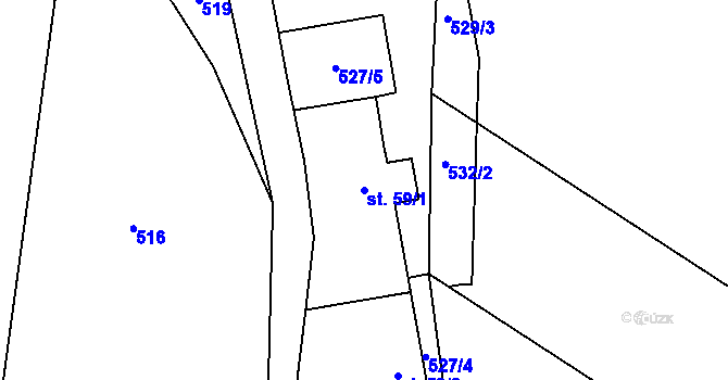 Parcela st. 59/1 v KÚ Malotice, Katastrální mapa