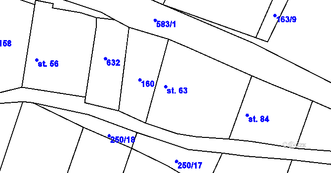 Parcela st. 63 v KÚ Malotice, Katastrální mapa