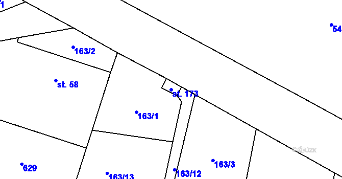 Parcela st. 173 v KÚ Malotice, Katastrální mapa