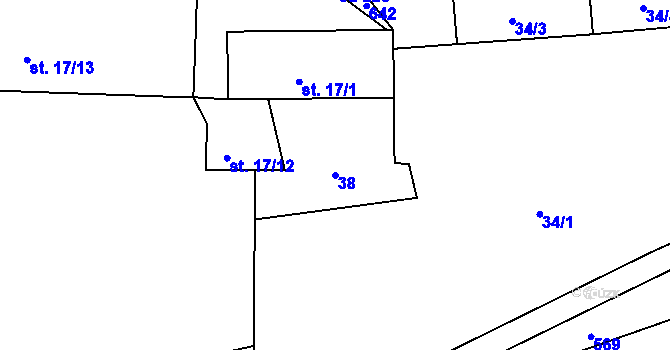 Parcela st. 38 v KÚ Malotice, Katastrální mapa
