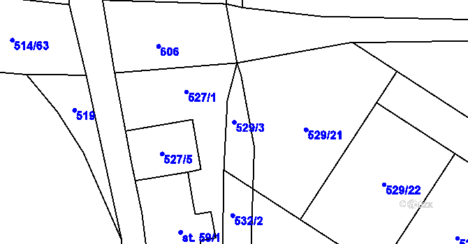 Parcela st. 529/3 v KÚ Malotice, Katastrální mapa