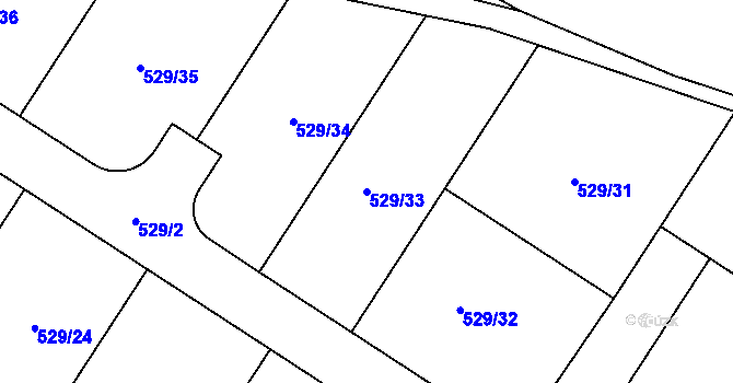 Parcela st. 529/33 v KÚ Malotice, Katastrální mapa