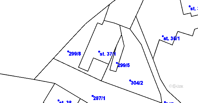 Parcela st. 37/1 v KÚ Krtely, Katastrální mapa