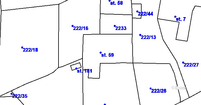 Parcela st. 59 v KÚ Krtely, Katastrální mapa