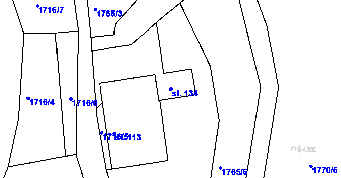 Parcela st. 134 v KÚ Krtely, Katastrální mapa