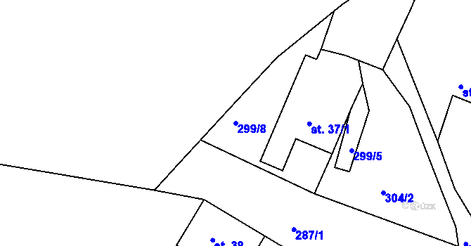 Parcela st. 299/8 v KÚ Krtely, Katastrální mapa