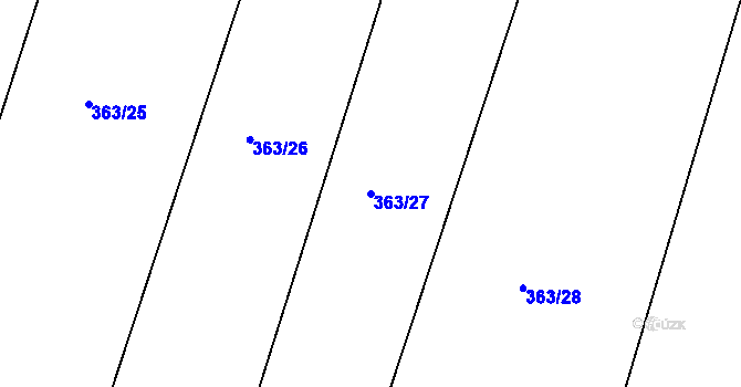 Parcela st. 363/27 v KÚ Krtely, Katastrální mapa