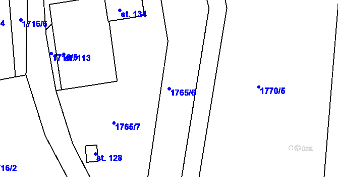 Parcela st. 1765/6 v KÚ Krtely, Katastrální mapa