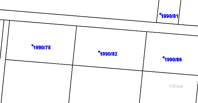 Parcela st. 1990/82 v KÚ Krtely, Katastrální mapa