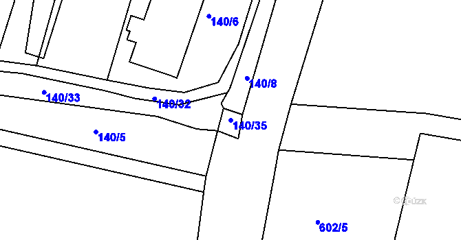 Parcela st. 140/35 v KÚ Krtely, Katastrální mapa