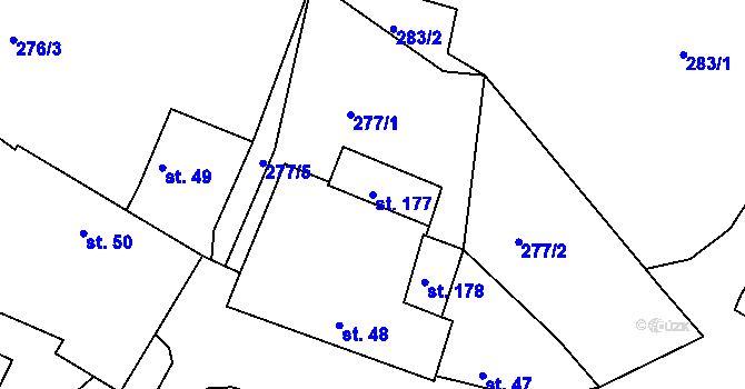 Parcela st. 177 v KÚ Krtely, Katastrální mapa