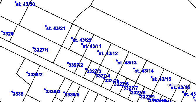 Parcela st. 43/12 v KÚ Malovice u Netolic, Katastrální mapa