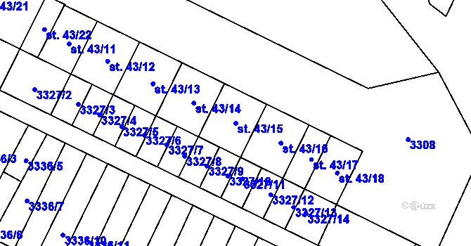 Parcela st. 43/15 v KÚ Malovice u Netolic, Katastrální mapa