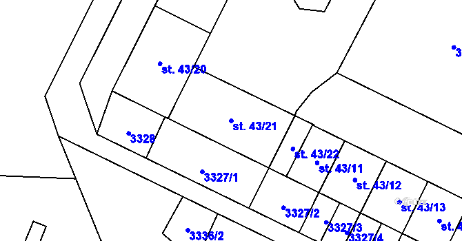 Parcela st. 43/21 v KÚ Malovice u Netolic, Katastrální mapa