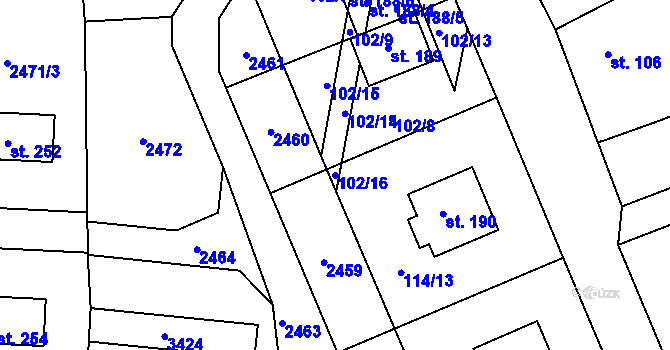 Parcela st. 102/16 v KÚ Malovice u Netolic, Katastrální mapa
