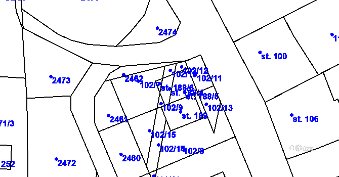 Parcela st. 188/4 v KÚ Malovice u Netolic, Katastrální mapa