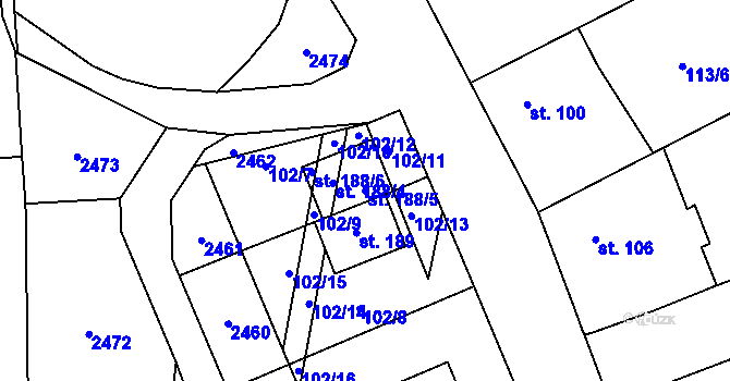 Parcela st. 188/5 v KÚ Malovice u Netolic, Katastrální mapa