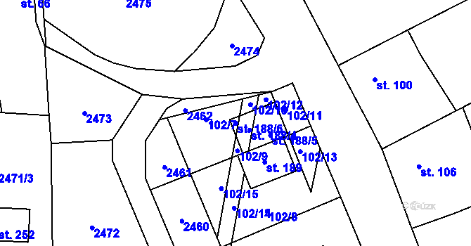 Parcela st. 188/6 v KÚ Malovice u Netolic, Katastrální mapa