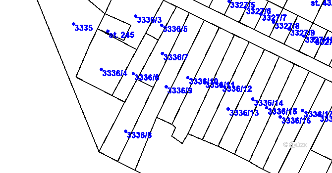 Parcela st. 3336/9 v KÚ Malovice u Netolic, Katastrální mapa