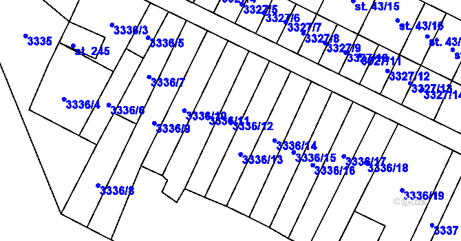 Parcela st. 3336/12 v KÚ Malovice u Netolic, Katastrální mapa
