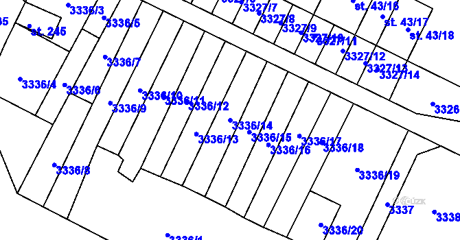 Parcela st. 3336/14 v KÚ Malovice u Netolic, Katastrální mapa