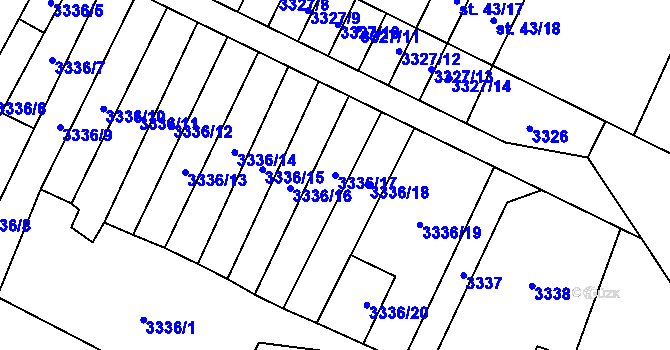 Parcela st. 3336/17 v KÚ Malovice u Netolic, Katastrální mapa