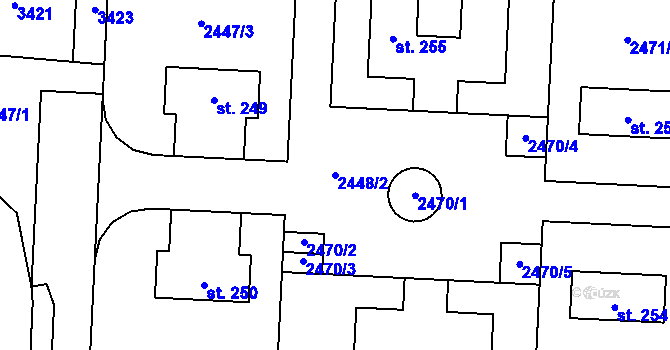 Parcela st. 2448/2 v KÚ Malovice u Netolic, Katastrální mapa