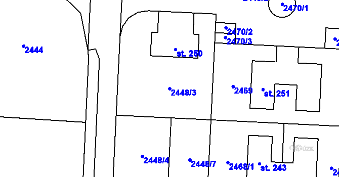 Parcela st. 2448/3 v KÚ Malovice u Netolic, Katastrální mapa
