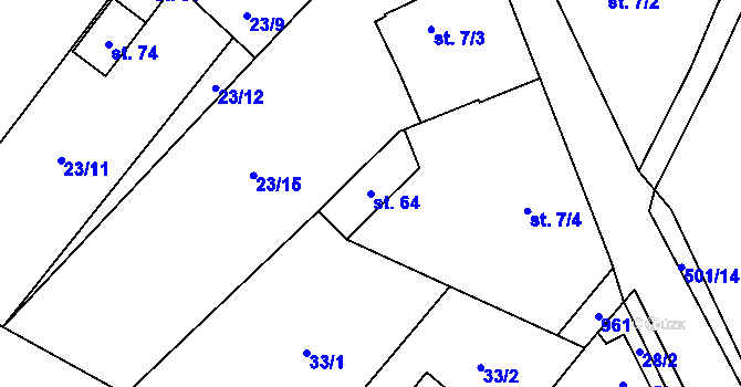 Parcela st. 64 v KÚ Malovičky, Katastrální mapa