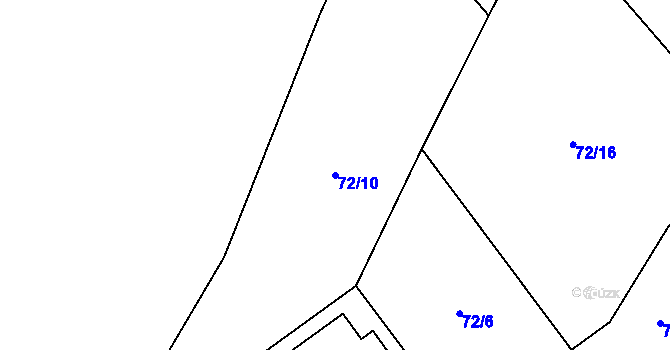 Parcela st. 72/10 v KÚ Malovičky, Katastrální mapa