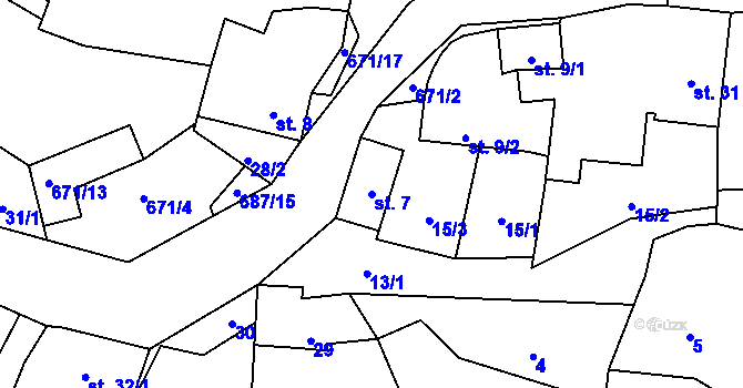 Parcela st. 7 v KÚ Bečice nad Lužnicí, Katastrální mapa