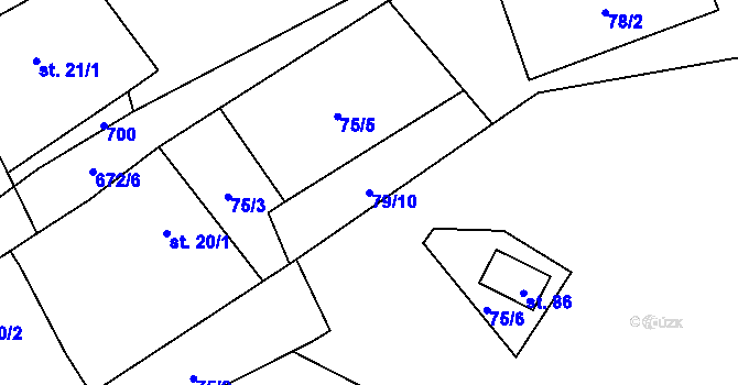 Parcela st. 79/10 v KÚ Bečice nad Lužnicí, Katastrální mapa