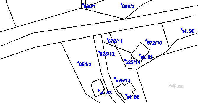 Parcela st. 625/12 v KÚ Bečice nad Lužnicí, Katastrální mapa