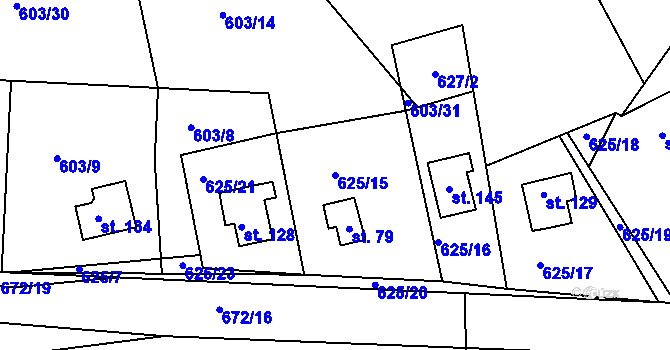 Parcela st. 625/15 v KÚ Bečice nad Lužnicí, Katastrální mapa