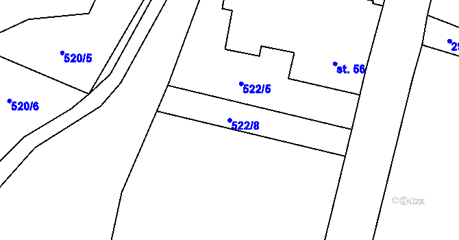 Parcela st. 522/8 v KÚ Bečice nad Lužnicí, Katastrální mapa
