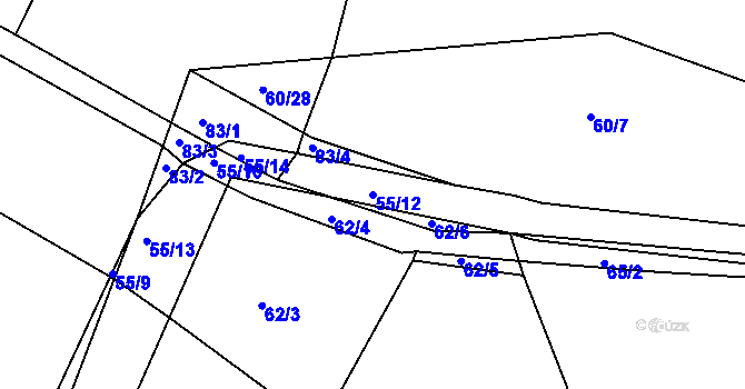 Parcela st. 55/12 v KÚ Bečice nad Lužnicí, Katastrální mapa